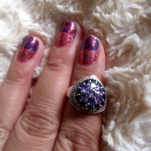 Tanzanite And Amethyst Silver Ring